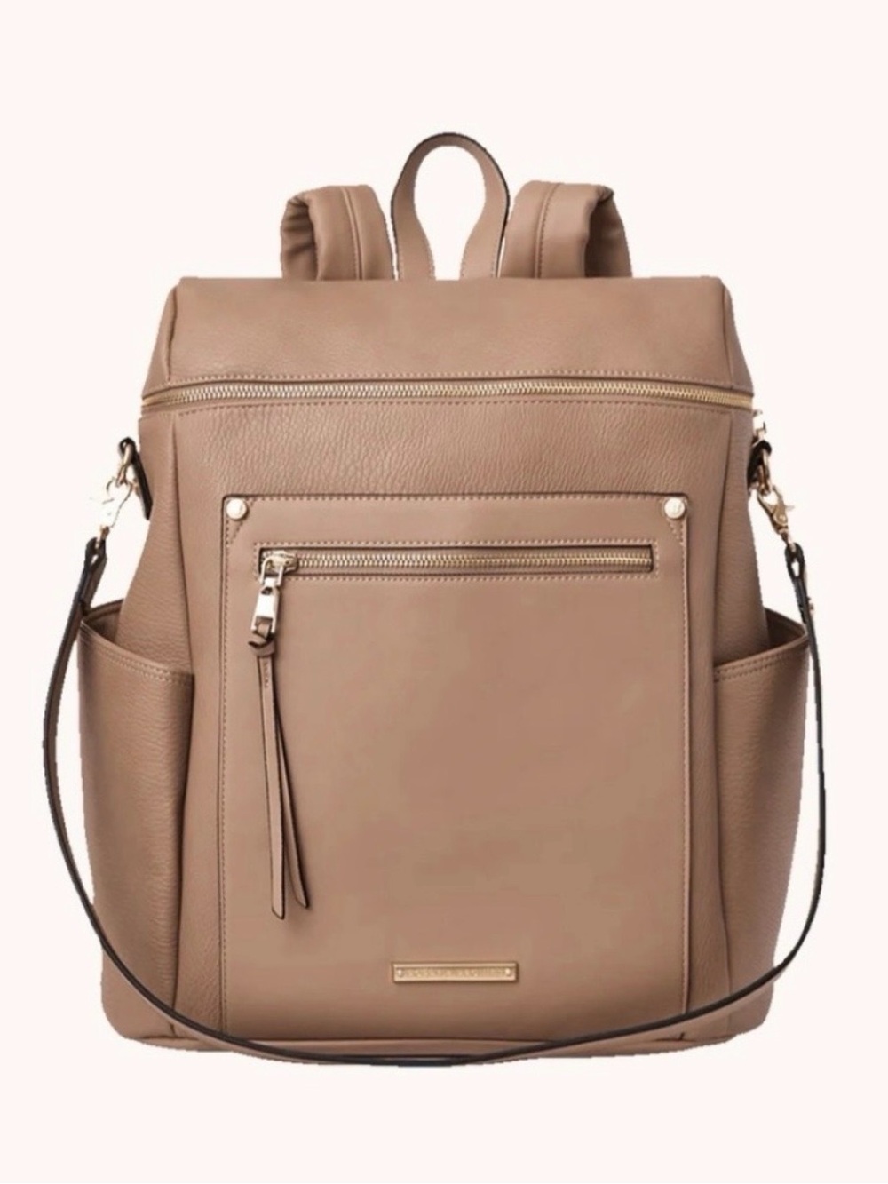 Poppy & Peonies Commuter Backpack Crossbody Bag Mocha Mousse